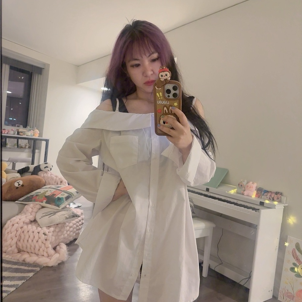 DO+BE White Off-Shoulder Long Sleeve Dress